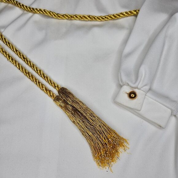 Vintage Caron Chicago Metallic Embroidery Stone Accents Pullover White Blouse - Picture 10 of 16